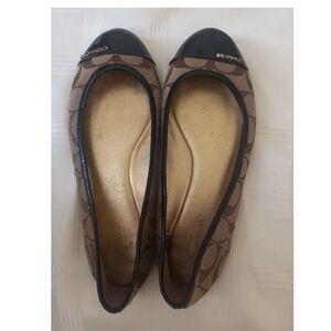 Coach Brown and Black Leather Flats
